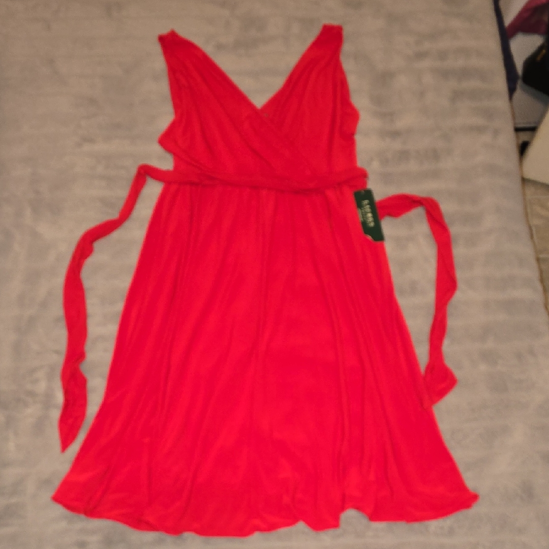 Nwt Ralph Lauren Red Sleeveless Dress Size 10 Beautiful & Elegant